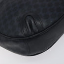 CELINE Macadam Canvas Shoulder Bag Leather Navy Gold Auth 114752-16