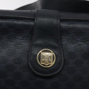 CELINE Macadam Canvas Shoulder Bag Leather Navy Gold Auth 114752-17