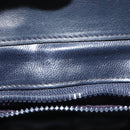 CELINE Macadam Canvas Shoulder Bag Leather Navy Gold Auth 114752-18