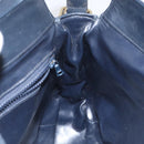 CELINE Macadam Canvas Shoulder Bag Leather Navy Gold Auth 114752-19