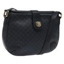 CELINE Macadam Canvas Shoulder Bag Leather Navy Gold Auth 114752-1