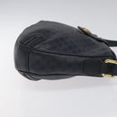 CELINE Macadam Canvas Shoulder Bag Leather Navy Gold Auth 114752-3