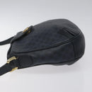 CELINE Macadam Canvas Shoulder Bag Leather Navy Gold Auth 114752-4