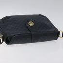 CELINE Macadam Canvas Shoulder Bag Leather Navy Gold Auth 114752-6