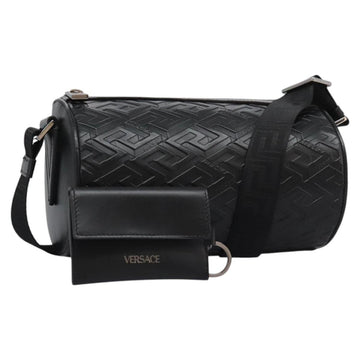VERSACE Shoulder Bag Leather Black Auth 114763