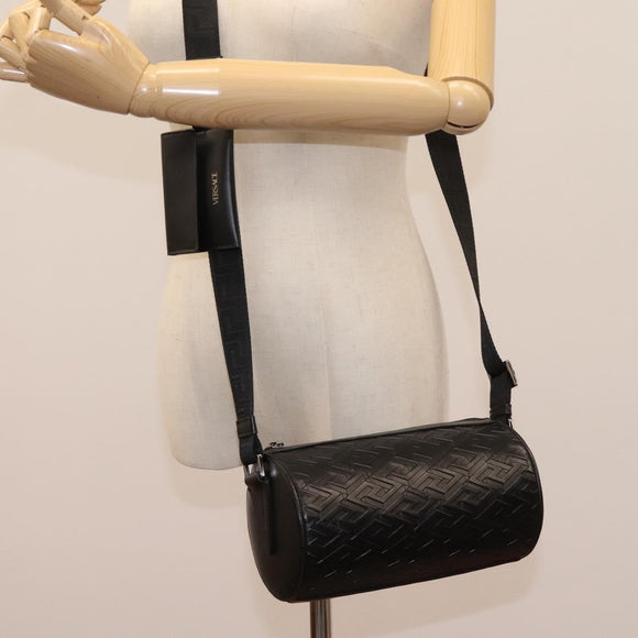 VERSACE Shoulder Bag Leather Black Auth 114763