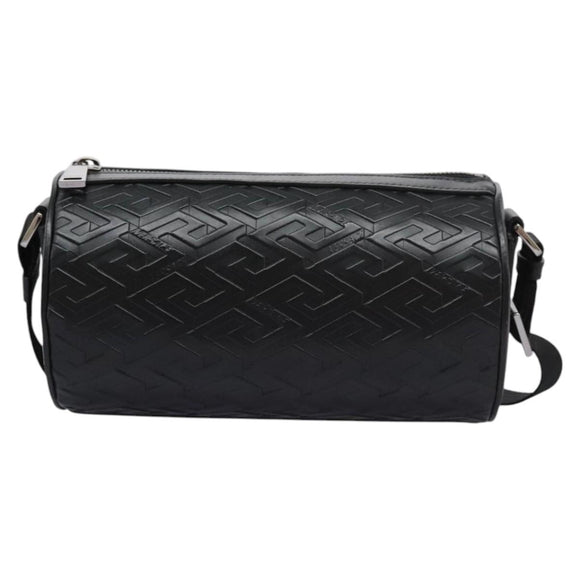VERSACE Shoulder Bag Leather Black Auth 114763