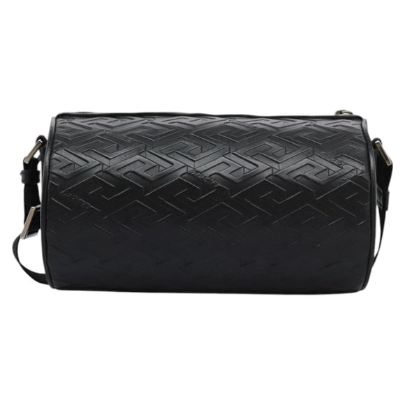 VERSACE Shoulder Bag Leather Black Auth 114763