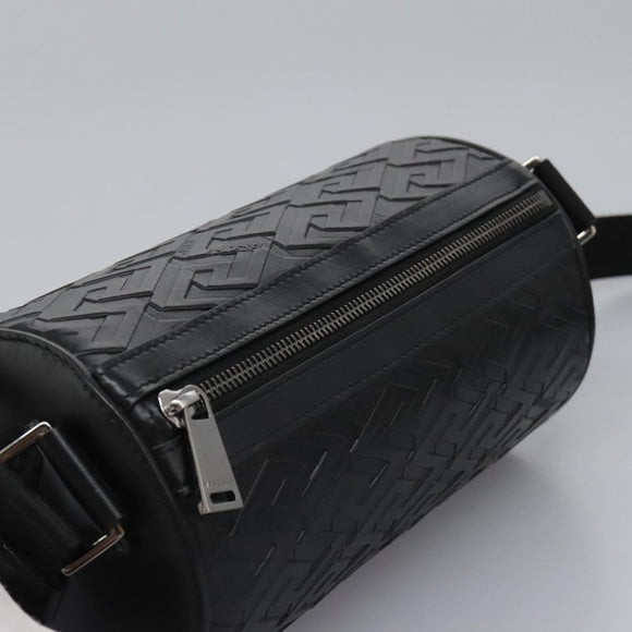 VERSACE Shoulder Bag Leather Black Auth 114763