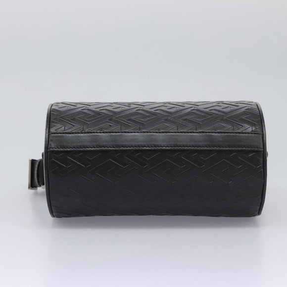 VERSACE Shoulder Bag Leather Black Auth 114763