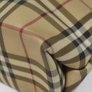 BURBERRY Nova Check Hand Bag PVC Beige Silver Auth 114766-9