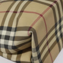 BURBERRY Nova Check Hand Bag PVC Beige Silver Auth 114766-14