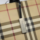 BURBERRY Nova Check Hand Bag PVC Beige Silver Auth 114766-17