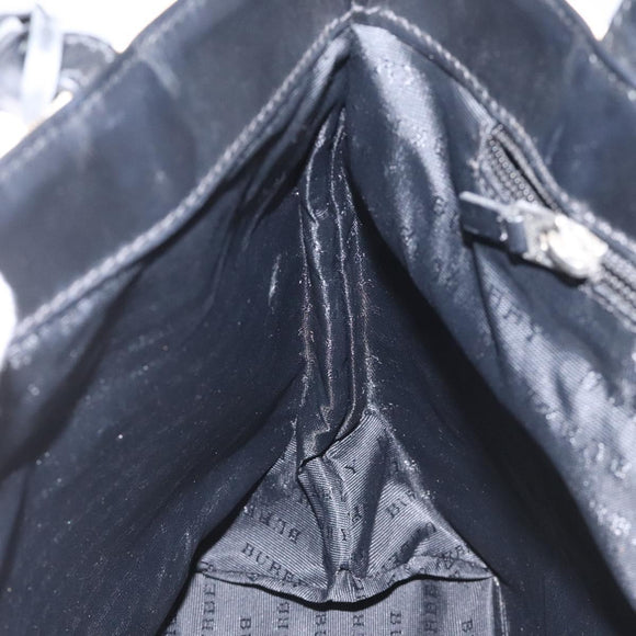 BURBERRY Nova Check Hand Bag PVC Beige Silver Auth 114766