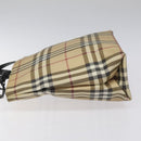 BURBERRY Nova Check Hand Bag PVC Beige Silver Auth 114766-4