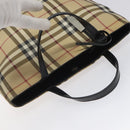 BURBERRY Nova Check Hand Bag PVC Beige Silver Auth 114766-6