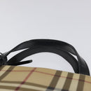 BURBERRY Nova Check Hand Bag PVC Beige Silver Auth 114766-8