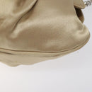 Salvatore Ferragamo Gancini Chain Shoulder Bag Satin Beige Silver Auth 114785-8