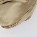 Salvatore Ferragamo Gancini Chain Shoulder Bag Satin Beige Silver Auth 114785-17