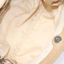 Salvatore Ferragamo Gancini Chain Shoulder Bag Satin Beige Silver Auth 114785-11