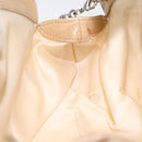 Salvatore Ferragamo Gancini Chain Shoulder Bag Satin Beige Silver Auth 114785-19