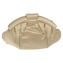 Salvatore Ferragamo Gancini Chain Shoulder Bag Satin Beige Silver Auth 114785-2