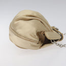 Salvatore Ferragamo Gancini Chain Shoulder Bag Satin Beige Silver Auth 114785-3
