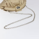 Salvatore Ferragamo Gancini Chain Shoulder Bag Satin Beige Silver Auth 114785-7