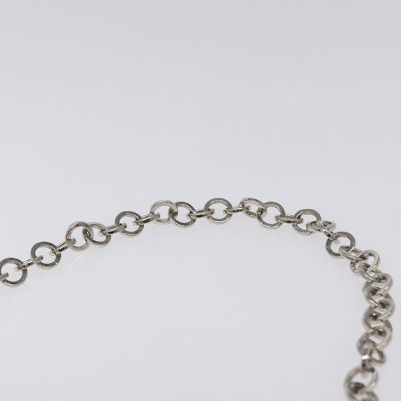 Salvatore Ferragamo Gancini Chain Shoulder Bag Satin Beige Silver Auth 114785