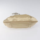 Salvatore Ferragamo Gancini Chain Shoulder Bag Satin Beige Silver Auth 114785-5