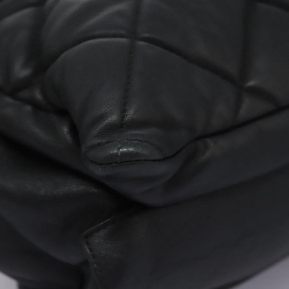 Salvatore Ferragamo Vara Quilted Chain Bag Leather Black Gold Auth 114789