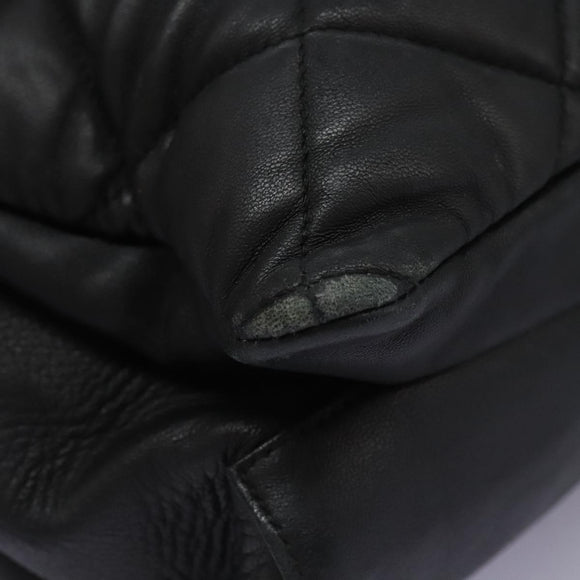 Salvatore Ferragamo Vara Quilted Chain Bag Leather Black Gold Auth 114789