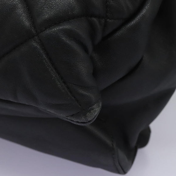 Salvatore Ferragamo Vara Quilted Chain Bag Leather Black Gold Auth 114789