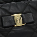 Salvatore Ferragamo Vara Quilted Chain Bag Leather Black Gold Auth 114789-18