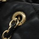 Salvatore Ferragamo Vara Quilted Chain Bag Leather Black Gold Auth 114789-10