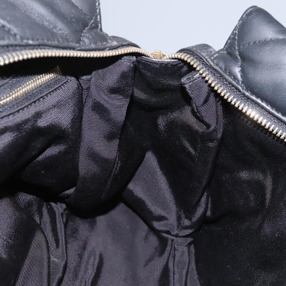 Salvatore Ferragamo Vara Quilted Chain Bag Leather Black Gold Auth 114789