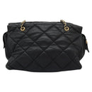 Salvatore Ferragamo Vara Quilted Chain Bag Leather Black Gold Auth 114789-2