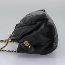 Salvatore Ferragamo Vara Quilted Chain Bag Leather Black Gold Auth 114789-3