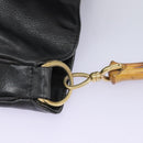 GUCCI Bamboo Hand Bag Leather 2way Black Gold 001 1781 1577 Auth 114799-9