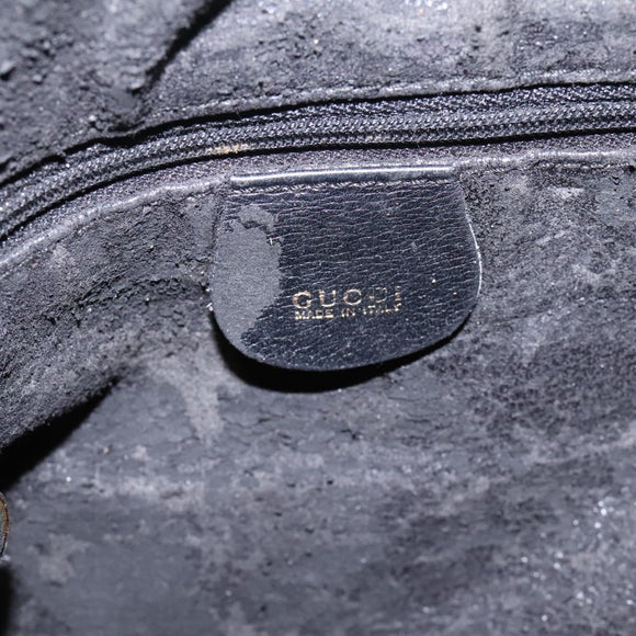 GUCCI Bamboo Hand Bag Leather 2way Black Gold 001 1781 1577 Auth 114799