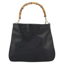 GUCCI Bamboo Hand Bag Leather 2way Black Gold 001 1781 1577 Auth 114799-13