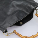 GUCCI Bamboo Hand Bag Leather 2way Black Gold 001 1781 1577 Auth 114799-6