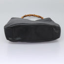 GUCCI Bamboo Hand Bag Leather 2way Black Gold 001 1781 1577 Auth 114799-5