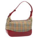 Burberrys Nova Check Shoulder Bag Canvas Beige Red Auth 114822-1