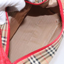 Burberrys Nova Check Shoulder Bag Canvas Beige Red Auth 114822-16