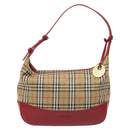 Burberrys Nova Check Shoulder Bag Canvas Beige Red Auth 114822-2