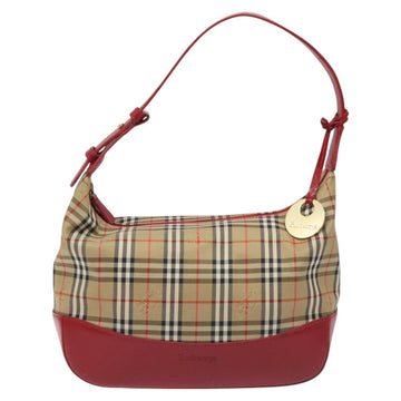 Burberrys Nova Check Shoulder Bag Canvas Beige Red Auth 114822 - 0