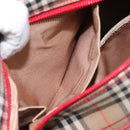 Burberrys Nova Check Shoulder Bag Canvas Beige Red Auth 114822-20