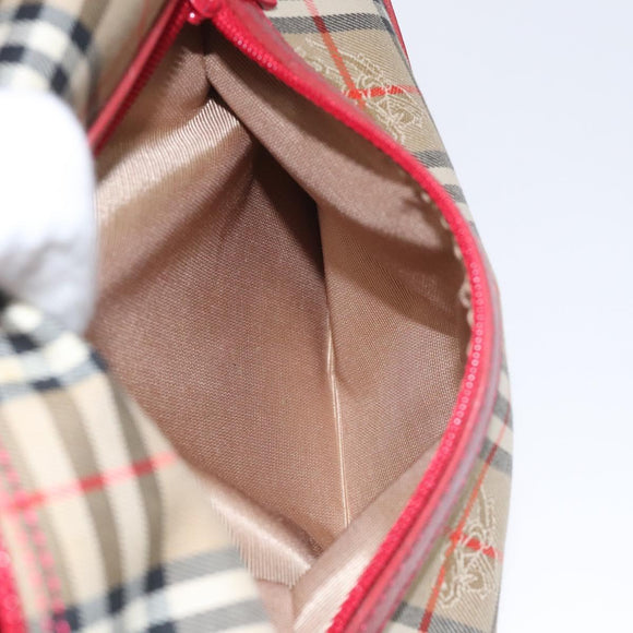 Burberrys Nova Check Shoulder Bag Canvas Beige Red Auth 114822