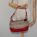 Burberrys Nova Check Shoulder Bag Canvas Beige Red Auth 114822-22